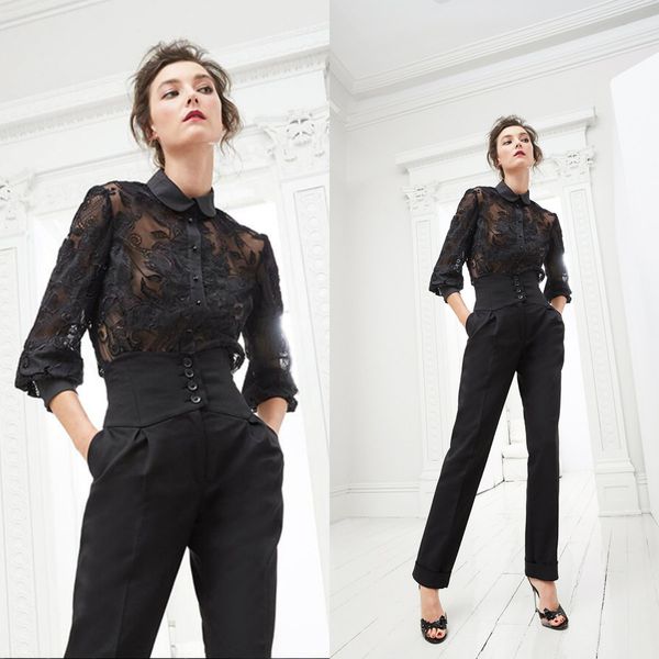 marchesa prom jumpsuits jewel neck appliques 3/4 long sleeve cocktail evening dress custom made formal pants suit robes de soirée, Black
marchesa prom jumpsuits jewel neck appliques 3/4 long sleeve cocktail evening dress custom made formal pants suit robes de soirée, Black