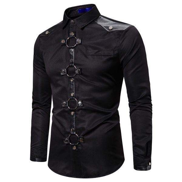 men splicing punk steam business camisas hombre slim fit leisure retro long-sleeved shirt blouse#g3, White;black
men splicing punk steam business camisas hombre slim fit leisure retro long-sleeved shirt blouse#g3, White;black