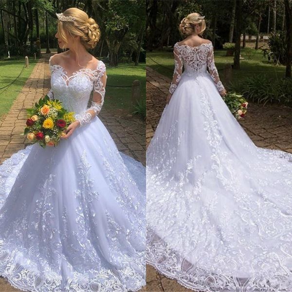elegant lace wedding dresses a line scoop neck elegant appliqued long sleeve bridal gowns sweep train custom made country wedding dress, White
elegant lace wedding dresses a line scoop neck elegant appliqued long sleeve bridal gowns sweep train custom made country wedding dress, White