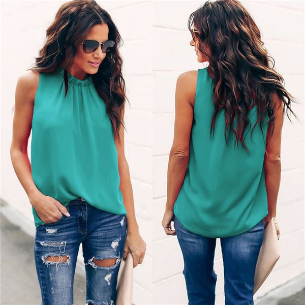 2019 dhl women summer sleeveless shirts stand collar casual pleated flowy tunic loose tank 12colors s-2xl, White
2019 dhl women summer sleeveless shirts stand collar casual pleated flowy tunic loose tank 12colors s-2xl, White