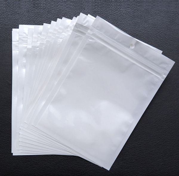 

clear + white pearl plastic poly opp packing zipper zip lock retail packages mylar bags jewelry food pvc plastic bag many size available