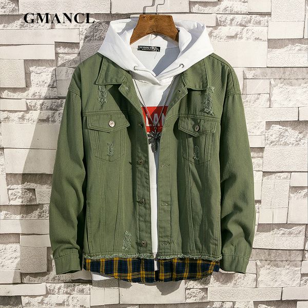 2019 men new spring loose lattice patchwork jeans jackets streetwear hip hop ripped holes male motorcycle denim jackets coat, Black;brown
2019 men new spring loose lattice patchwork jeans jackets streetwear hip hop ripped holes male motorcycle denim jackets coat, Black;brown