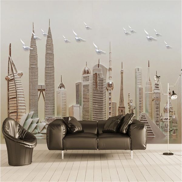 european style 3d embossed famous building group p wallpaper living room bedroom background mural wall papers home decor