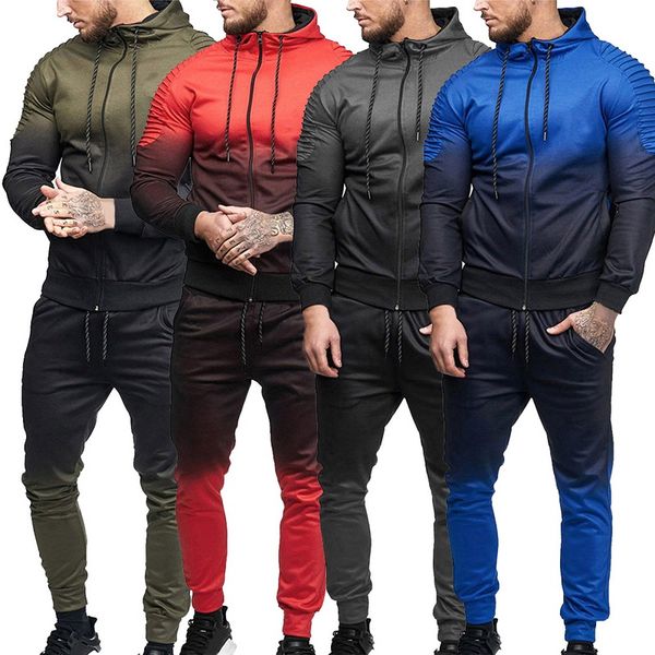 vertvie 2019 autumn men tracksuit gradient color hooded running set fitness loose sportswear gym zipper exercise hoodie+pant set, Black;blue
vertvie 2019 autumn men tracksuit gradient color hooded running set fitness loose sportswear gym zipper exercise hoodie+pant set, Black;blue