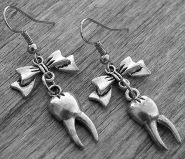 zinc alloy ancient silver bow tooth teeth charm dangle earrings fashion creative women jewelry designer earrings friend holiday gift
zinc alloy ancient silver bow tooth teeth charm dangle earrings fashion creative women jewelry designer earrings friend holiday gift