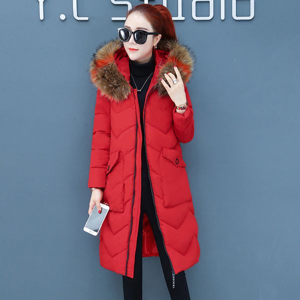 women solid hooded down coat 2019 new winter fashion splice fur collar zipper pockets thickening long wild slim outerwear, Black
women solid hooded down coat 2019 new winter fashion splice fur collar zipper pockets thickening long wild slim outerwear, Black