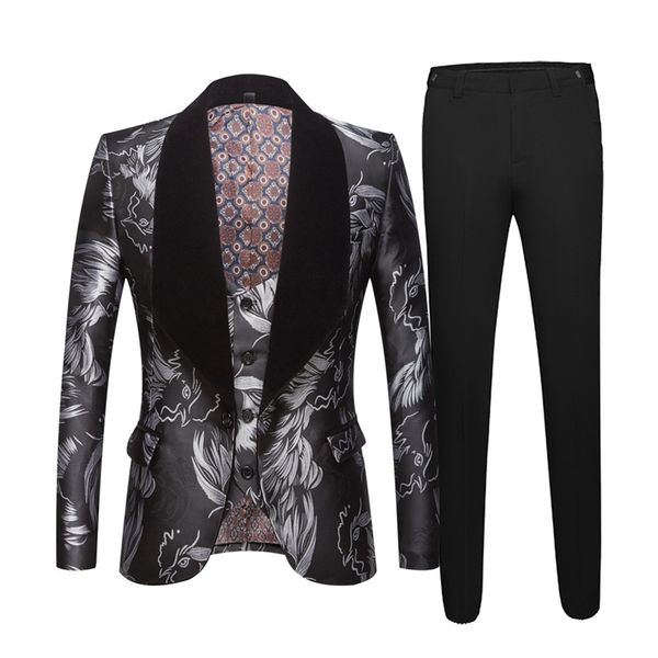 men's jacquard suit men slim fit single button 3 piece suitmen wedding groom tuxedo suits costumes, White;black
men's jacquard suit men slim fit single button 3 piece suitmen wedding groom tuxedo suits costumes, White;black