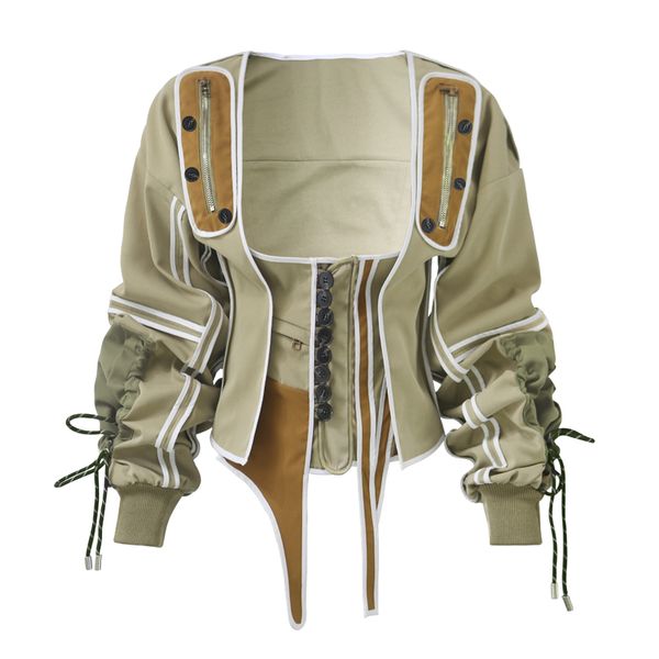 winter trendy ladies jacket runway coat windbreaker patchwork cotton army green irregular vintage lace up corset jacket, Black;brown
winter trendy ladies jacket runway coat windbreaker patchwork cotton army green irregular vintage lace up corset jacket, Black;brown