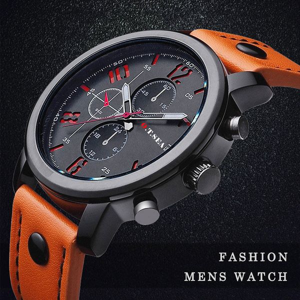 2020 men's sports watch genuine leather multicolor sports quartz clock male business casual wrist watch, Slivery;brown
2020 men's sports watch genuine leather multicolor sports quartz clock male business casual wrist watch, Slivery;brown