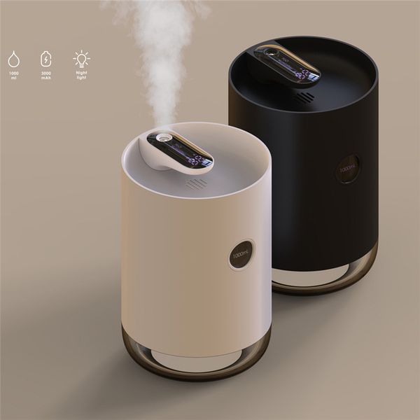 1l wireless air humidifier with 3000mah battery ultrasonic essential aroma oil diffuser home portable mi air purifier mist maker