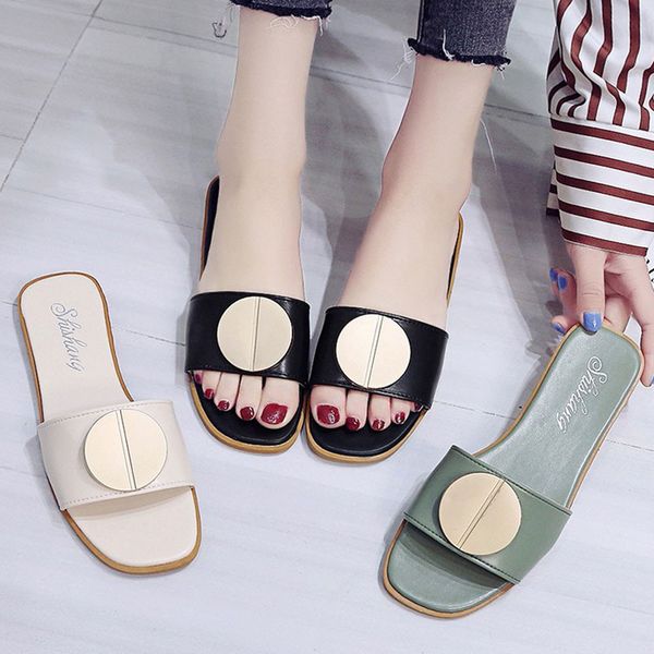xiniu fashion party slippers women summer shoes green black white ladies slides round metal decoration female shoes #0502
xiniu fashion party slippers women summer shoes green black white ladies slides round metal decoration female shoes #0502