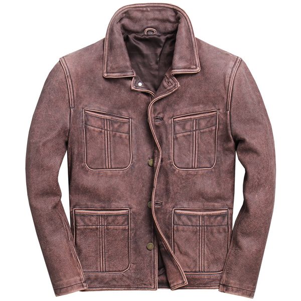 2019 retro vintage brown men american casual style leather jacket plus size 5xl genuine cowhide natural coat ing, Black
2019 retro vintage brown men american casual style leather jacket plus size 5xl genuine cowhide natural coat ing, Black