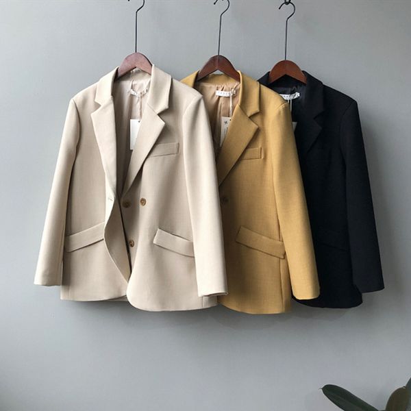 fy001 suit jacket korean version loose temperament design feeling small casual jacket spring and autumn retro, White;black
fy001 suit jacket korean version loose temperament design feeling small casual jacket spring and autumn retro, White;black