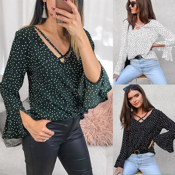 casual polka dot white womens and blouses 2019 summer v-neck flare sleeve chiffon blouse women blusas
casual polka dot white womens and blouses 2019 summer v-neck flare sleeve chiffon blouse women blusas