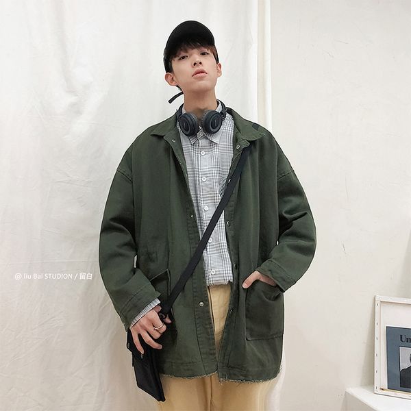 2019 autumn new men's tooling korean version of harajuku solid color lapel loose street casual large size jacket, Black;brown
2019 autumn new men's tooling korean version of harajuku solid color lapel loose street casual large size jacket, Black;brown