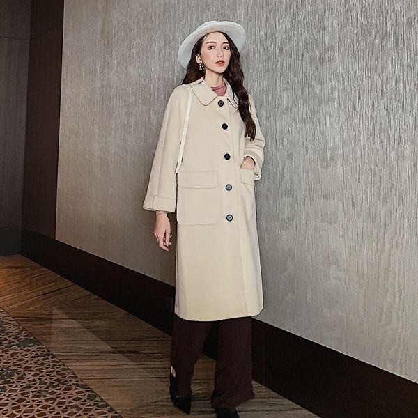 autumn winter ladies wool blends coat women long sleeve single button long coats female 2019 retro vintage solid ladies clothing, Black
autumn winter ladies wool blends coat women long sleeve single button long coats female 2019 retro vintage solid ladies clothing, Black