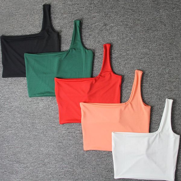women one shoulder crop tank sleeveless t-shirt summer beach tank chest wrapped short, White
women one shoulder crop tank sleeveless t-shirt summer beach tank chest wrapped short, White