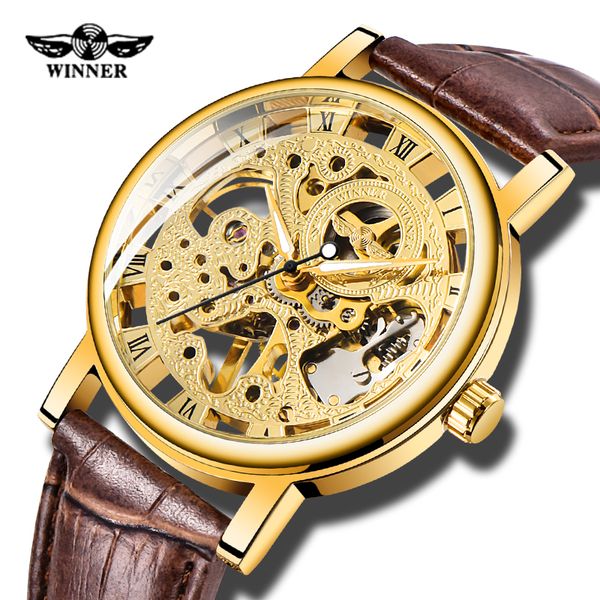 winner golden skeleton steampunk dial leather watch men hand wind mechanical watch male sport clock top, Slivery;brown
winner golden skeleton steampunk dial leather watch men hand wind mechanical watch male sport clock top, Slivery;brown
