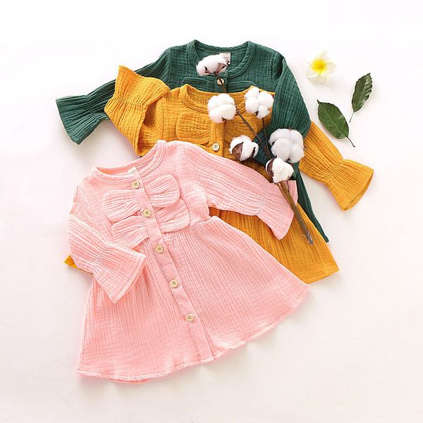 bow baby girls dress toddler kids solid ruffled casual princess dresses for girl new auttmn long sleeve linen baby clothes girls, Red;yellow
bow baby girls dress toddler kids solid ruffled casual princess dresses for girl new auttmn long sleeve linen baby clothes girls, Red;yellow