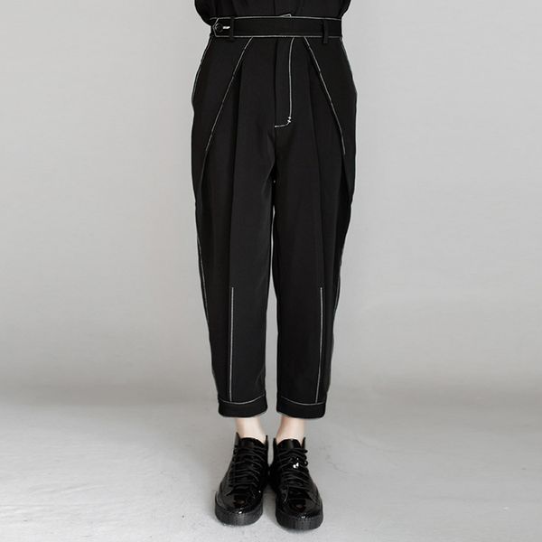 27-44 2017 men clothing gd hair stylist fashion catwalk original press line casual ankle length pants plus size singer costumes, Black
27-44 2017 men clothing gd hair stylist fashion catwalk original press line casual ankle length pants plus size singer costumes, Black