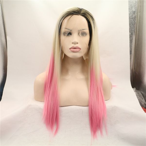 new fashion blonde ombre pink straight long synthetic lace front wigs for women cosplay party wigs heat resistant, Black
new fashion blonde ombre pink straight long synthetic lace front wigs for women cosplay party wigs heat resistant, Black