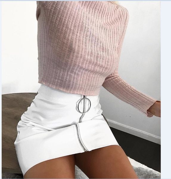 

aprilgrass бренд дизайнер сексуальные женщины мода высокая талия молния искусственная кожа короткий карандаш bodycon мини юбка новый сплошно, Black