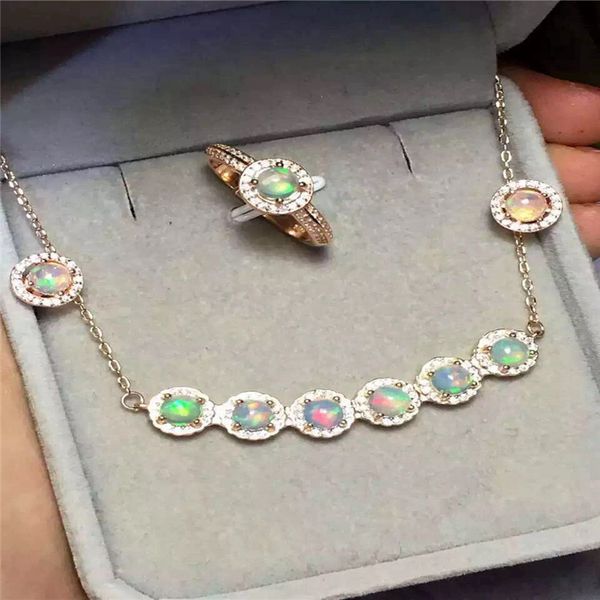 multicolored jewelry natural opal set fire 925 exquisite silver ring necklace earrings set, Black
multicolored jewelry natural opal set fire 925 exquisite silver ring necklace earrings set, Black