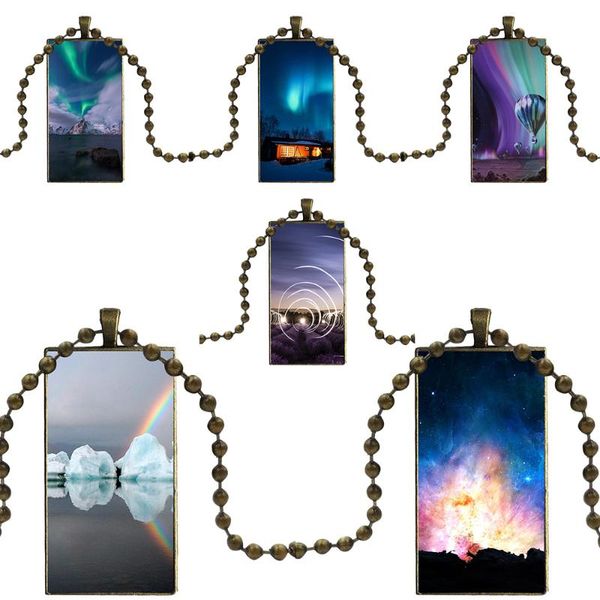for women wedding gift vintage jewelry bronze color glass cabochon choker pendant long rectangle necklace aurora and starry sky, Silver
for women wedding gift vintage jewelry bronze color glass cabochon choker pendant long rectangle necklace aurora and starry sky, Silver