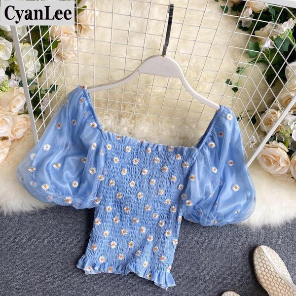 embroidered daisy sweet student shirt slim-fit women off shoulder mesh puff sleeve blouse short crop girls, White
embroidered daisy sweet student shirt slim-fit women off shoulder mesh puff sleeve blouse short crop girls, White