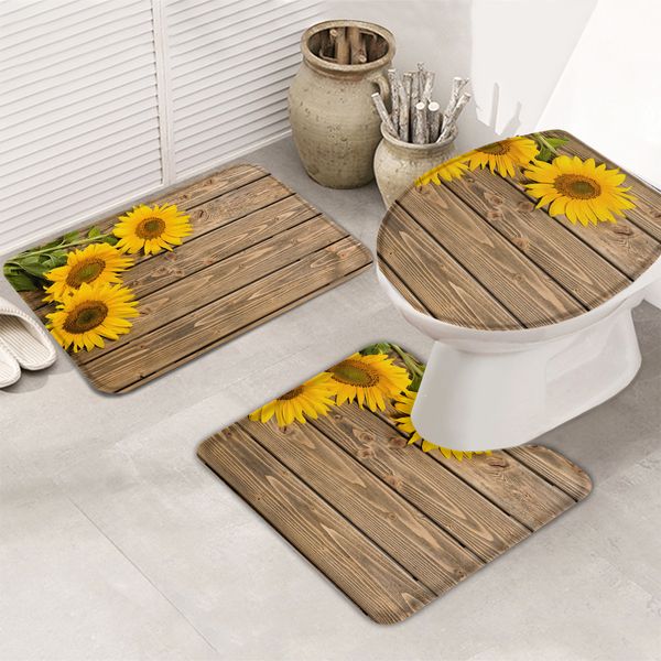 3 pieces bathroom set sunflower wood boards bath set toilet cover mat pedestal rug non-slip bathroom rug set
3 pieces bathroom set sunflower wood boards bath set toilet cover mat pedestal rug non-slip bathroom rug set