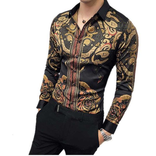 luxury black gold shirt male 2020 new slim long-sleeved petticoat men's personality fashion printing casual mens brand shirt, White;black
luxury black gold shirt male 2020 new slim long-sleeved petticoat men's personality fashion printing casual mens brand shirt, White;black