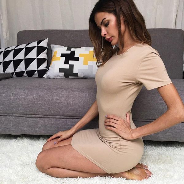 casual dresses 2021 women summer t shirt dress short sleeve cotton bodycon o-neck mini, Black;gray
casual dresses 2021 women summer t shirt dress short sleeve cotton bodycon o-neck mini, Black;gray