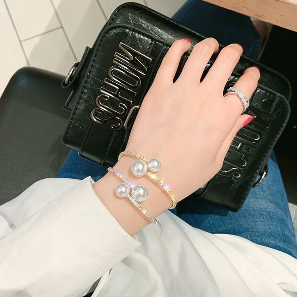 big pearl bracelet for women 2019 shiny gold color rhinestone crystal bracelets & bangles fashion jewelry gifts, Black
big pearl bracelet for women 2019 shiny gold color rhinestone crystal bracelets & bangles fashion jewelry gifts, Black