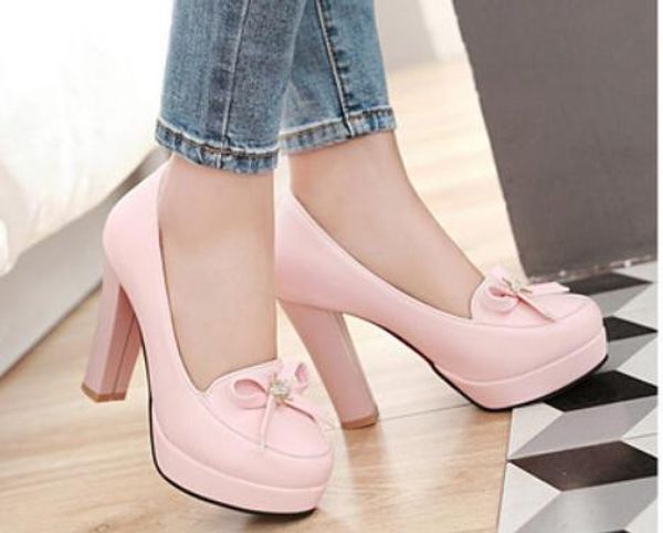 women's shoes in spring and autumn high coarse heel round head bowknot waterproof table @4029, Black
women's shoes in spring and autumn high coarse heel round head bowknot waterproof table @4029, Black