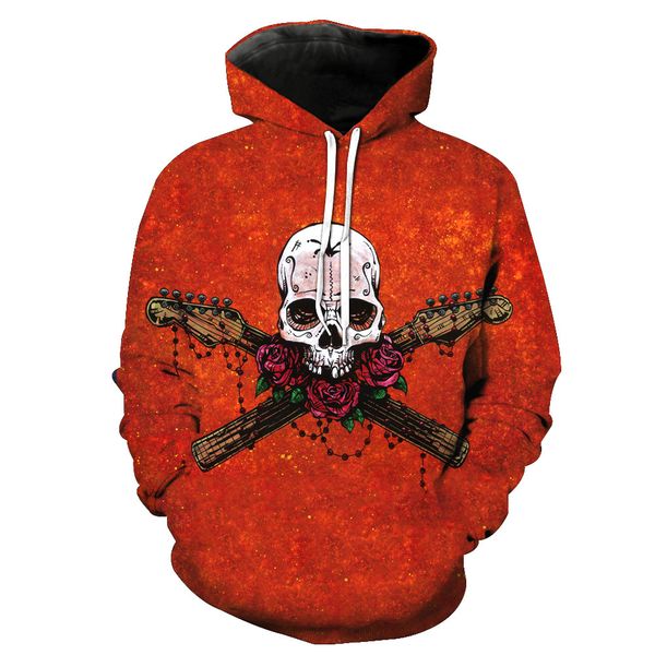 red skull printing with hat pocket cover men's tide hat and men's wear sweatshirts printing blouse hoodies, Black
red skull printing with hat pocket cover men's tide hat and men's wear sweatshirts printing blouse hoodies, Black
