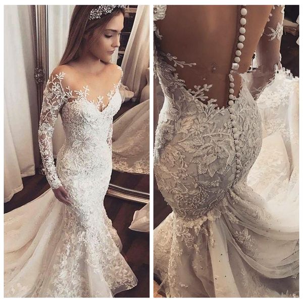 sheer long sleeves lace appliques slim mermaid wedding dresses 2021 modest long bridal gowns modest formal robe de mariee plus size, White
sheer long sleeves lace appliques slim mermaid wedding dresses 2021 modest long bridal gowns modest formal robe de mariee plus size, White