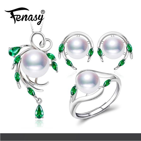 fenasy 925 стерлингового серебра натуральный жемчуг ювелирные наборы для женщин, изумрудные серьги стержня, кулон ожерелье обручальное кольц, Black 
fenasy 925 стерлингового серебра натуральный жемчуг ювелирные наборы для женщин, изумрудные серьги стержня, кулон ожерелье обручальное кольц, Black
