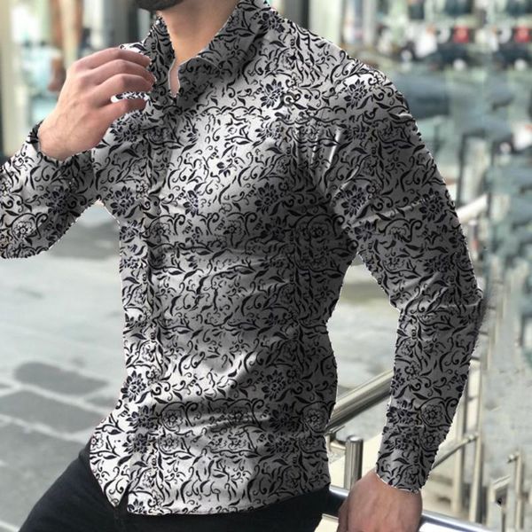 men's casual shirts men shirt printed long sleeve turn-down collar loose camisas masculina 2.18, White;black
men's casual shirts men shirt printed long sleeve turn-down collar loose camisas masculina 2.18, White;black