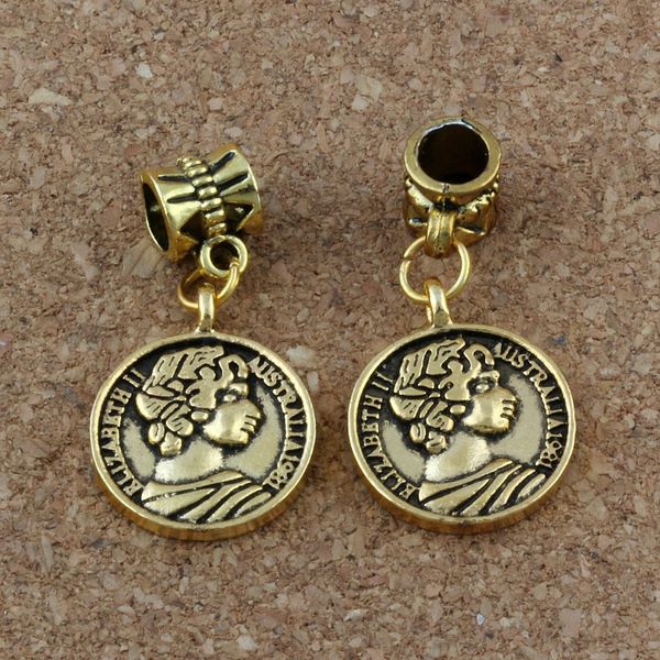 50pcs/lot Dangle Antiqued gold Elizabeth II Charms Big Hole Beads Fit European Charm Bracelet Jewelry 15.8x30.5mm A-371a
50pcs/lot Dangle Antiqued gold Elizabeth II Charms Big Hole Beads Fit European Charm Bracelet Jewelry 15.8x30.5mm A-371a