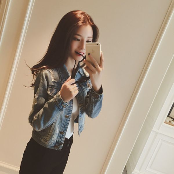 women's jackets women basic coats autumn and winter denim jacket vintage long sleeve slim female jeans casual girls outwear, Black;brown 
women's jackets women basic coats autumn and winter denim jacket vintage long sleeve slim female jeans casual girls outwear, Black;brown