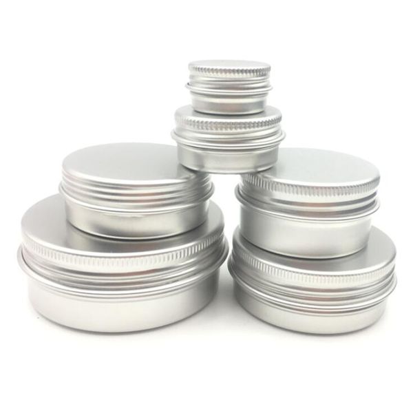 

50pcs/lot 5g 10g 15g 20g 30g 40g 50g 60g aluminum jars empty cosmetic makeup cream lip gloss metal aluminum tin containers