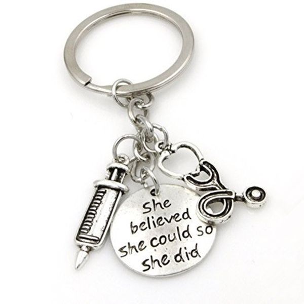 she believed she could so she did alphabet needle syringe stethoscope doctor keychain keyring creative medical supplies couple jewelry gift, Slivery;golden
she believed she could so she did alphabet needle syringe stethoscope doctor keychain keyring creative medical supplies couple jewelry gift, Slivery;golden