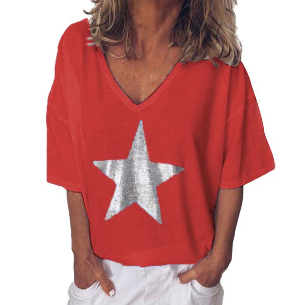 plus size summer 2019 t shirt women fashion solid v-neck bling short sleeve pentagram printed tshirt women tee shirt femme, White
plus size summer 2019 t shirt women fashion solid v-neck bling short sleeve pentagram printed tshirt women tee shirt femme, White
