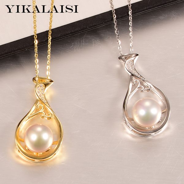 yikalaisi 925 sterling silver jewelry pearl pendants 2020 fine natural oblate pearl jewelry 11-12mm pendants for women wholesale