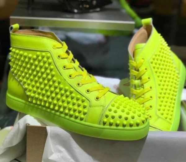 yellow leather flat men's sneakers red bottom shoes men spikes shoes double color rivets high outdoor men casual, Black
yellow leather flat men's sneakers red bottom shoes men spikes shoes double color rivets high outdoor men casual, Black