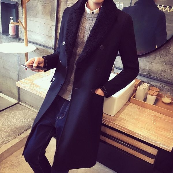 2020 new mens long trench winter coat lapel fur collar sabretudo thicken warm wool coat slim fit double breasted homme overcoat, Black
2020 new mens long trench winter coat lapel fur collar sabretudo thicken warm wool coat slim fit double breasted homme overcoat, Black
