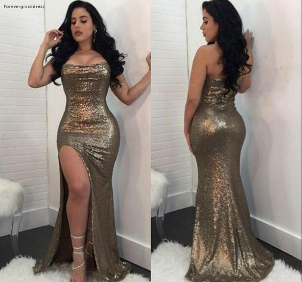 long sequined evening dresses 2019 mermaid split backless holiday wear formal party prom gowns plus size, White;black
long sequined evening dresses 2019 mermaid split backless holiday wear formal party prom gowns plus size, White;black
