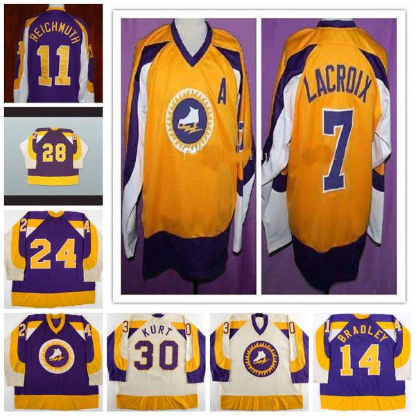 1973-74 gary coulter brian bradley craig reichmuth andre lacroix new york golden blade wha retro hockey jerseys custom any number and name, Black
1973-74 gary coulter brian bradley craig reichmuth andre lacroix new york golden blade wha retro hockey jerseys custom any number and name, Black
