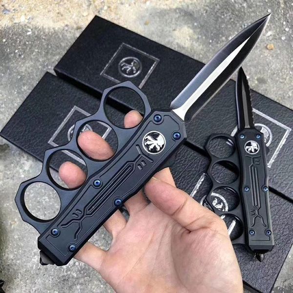 

New Arrival MT knuckle knife dust collector automatic knife tactical knives 440 double-edged satin blade survival edc tools