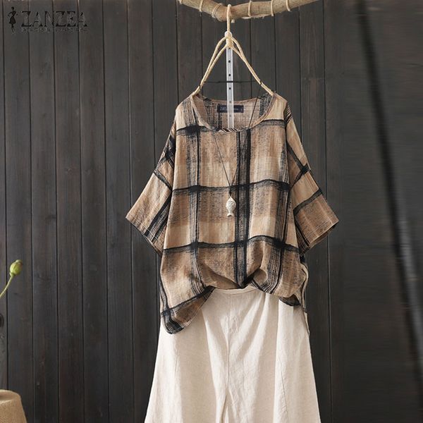 zanzea 2020 summer tunic women's blouse casual short sleeve vintage cotton polka dot check printed shirts chemiser oversized, White
zanzea 2020 summer tunic women's blouse casual short sleeve vintage cotton polka dot check printed shirts chemiser oversized, White